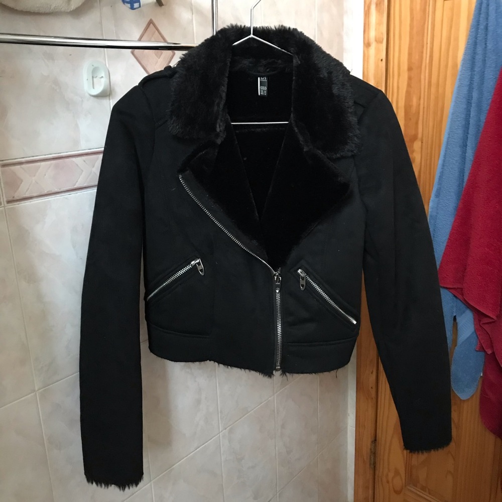 ZARA Black Suede Fur Jacket | SIZE XS